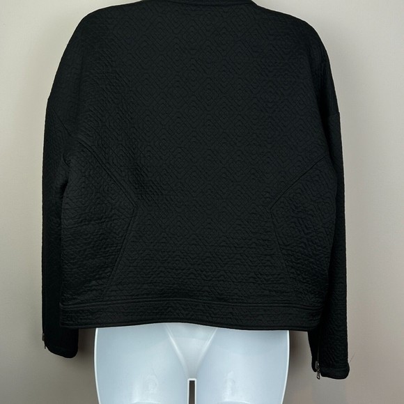 Rebecca Minkoff Black Quilted Moto Jacket Floral Lining Size M - Picture 13 of 14
